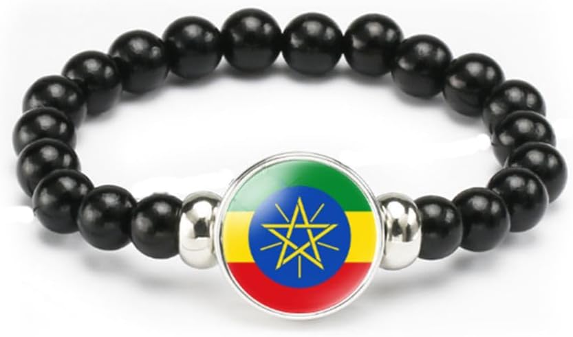 vmcoatdu National Flag Bracelet Elastic Rope Beaded Bracelet Support Your Country Travel Souvenir Gifts for Men Women