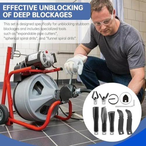 Drain-Snake Drill Attachments, Auger Cutter Kit for Roots Grease and Stubborn Clogs, Used in 50FT-100FT Electric Snakes
