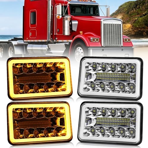 CO LIGHT 2PCS 7x6 5x7 LED Headlights, Angel Eyes Cool Halo, White & Amber DRL with Turn Signal
