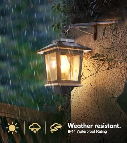 PASAMIC 2 Pack Solar Wall Lanterns, Outdoor Hanging Lights with 4 Solar Panels, Dusk to Dawn Led Outdoor Wall Sconce