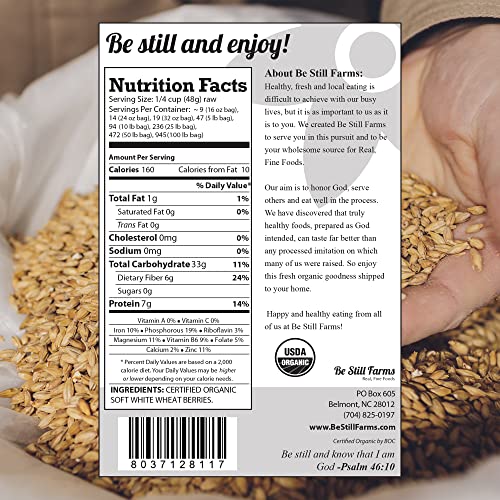 Organic Soft White Wheat Berries 5.8lb - Healthy Whole Grains Bulk | Ideal for Feeder Oats, Flour, Bread, Soup - High in Protein & Fiber - USA Grown | USDA Certified | Vegan | Non-GMO