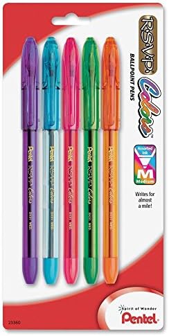 Pentel RSVP Ballpoint Pen, (1.0mm), Medium Line, Assorted Ink, Pack of 8 (BK91CRBP8M)
