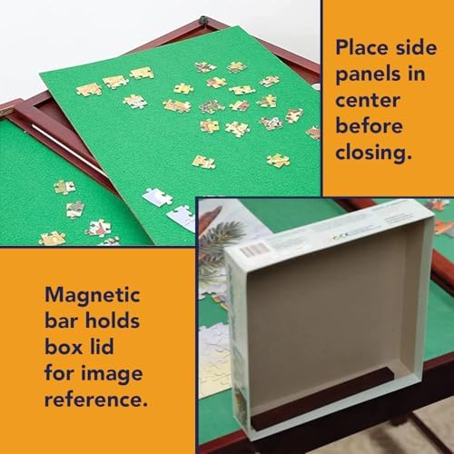 Bits and Pieces Fold-and-go Wooden Jigsaw Puzzle Table with Legs Folding Puzzle Board 1500 Pieces, Non-Slip Top, Carry Handle