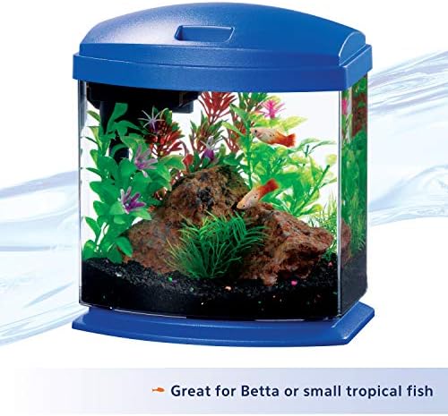 Aqueon LED MiniBow Small Aquarium Fish Tank Kit with SmartClean Technology, Blue, 1 Gallon