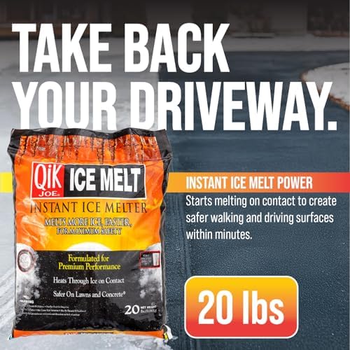 Calcium Chloride Ice Melt - 20 Lb Bag - Instant Snow and Ice Melt for Sidewalks, Driveways, Steps, Parking Lots, Concrete, Asphalt, and Other Surfaces