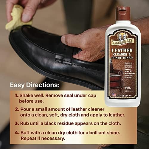 Parker & Bailey Leather Cleaner & Conditioner – Restores & Conditions, Cleaner For Upholstery or Car Interior, Car Seat Cleaner, Faux, Furniture