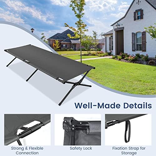 Goplus Folding Camping Cot with Carrying Bag, Portable Lightweight Outdoor Sleeping Bed for Adults Kids, 300LBS Weight Capacity