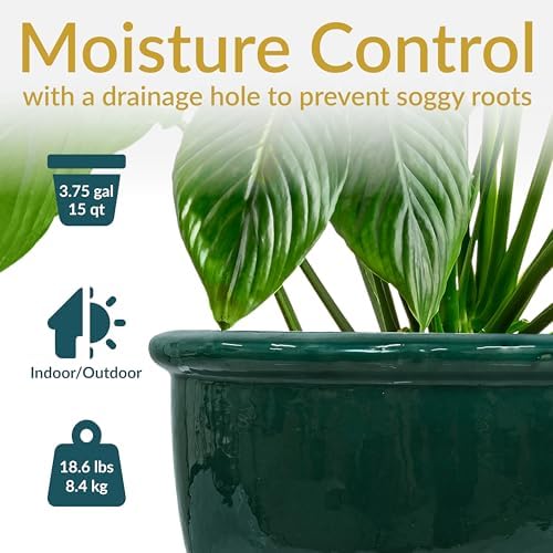 Sunnydaze Chalet 12" Ceramic Plant Pot, Imperial Blue Glaze, 2pk