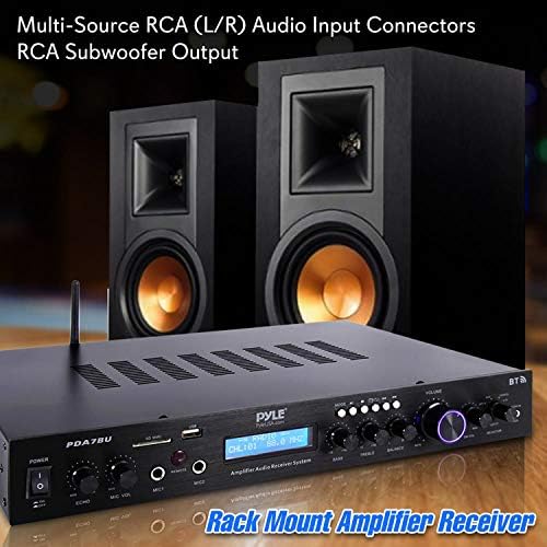 Pyle Bluetooth Home Theater Amplifier - 200 Watts into 5 Channels with Subwoofer Out, Easy Karaoke - Dual Mic, Wireless Streaming