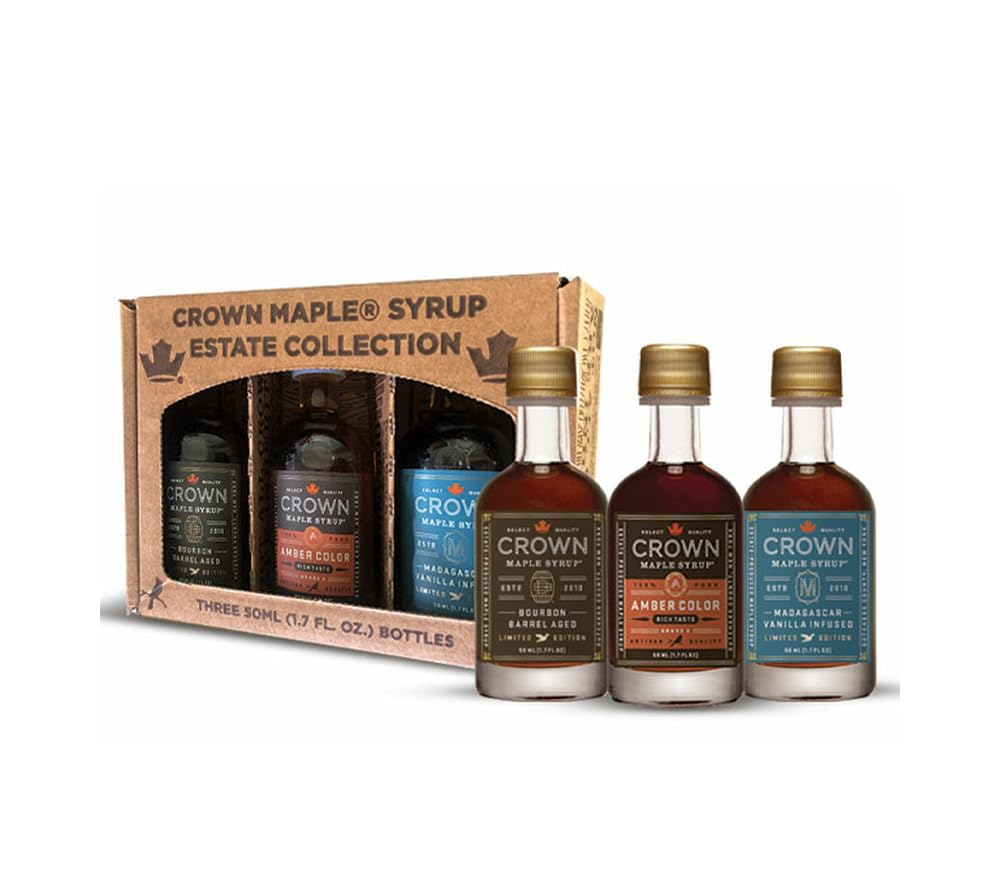 Crown Maple Artisan Trio Collection in Petite 50ML (1.7 Fl. Oz.) Window Box featuring Bourbon Barrel Aged, Madagascar Vanilla Infused