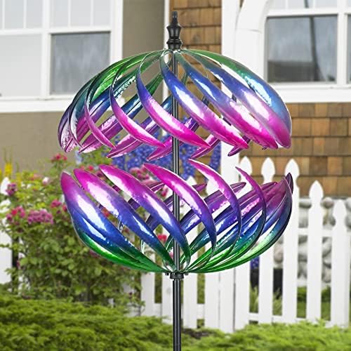 MUMTOP Wind Spinner Outdoor, Large Metal Kinetic Wind Sculptures, Blue
