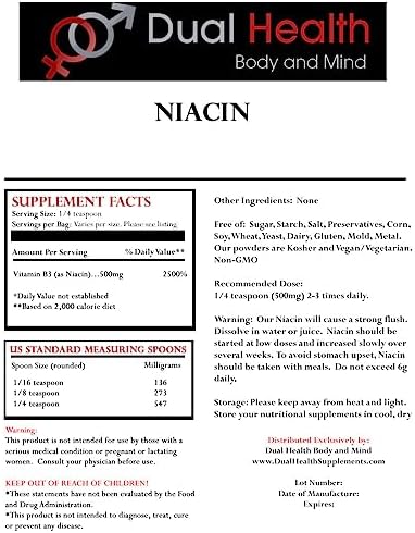 Niacin Powder (5.5 lbs - 2.5 kilograms) Vitamin B3 Bulk Supplement Immediate Release with Flush Nicotinic Acid Non-GMO, Vegan