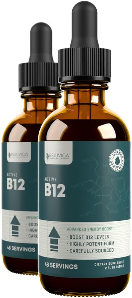 Rejuvica Health Essential B-12 Liquid B12, Supports Energy and a Healthy Nervous System - Convenient Liquid Dropper Absorbs Fast & Tastes Great