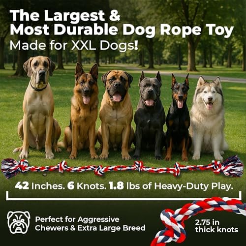 Pacific Pups Products Giant Dog Rope Toy, 42 Inch Tug of War Rope, Green