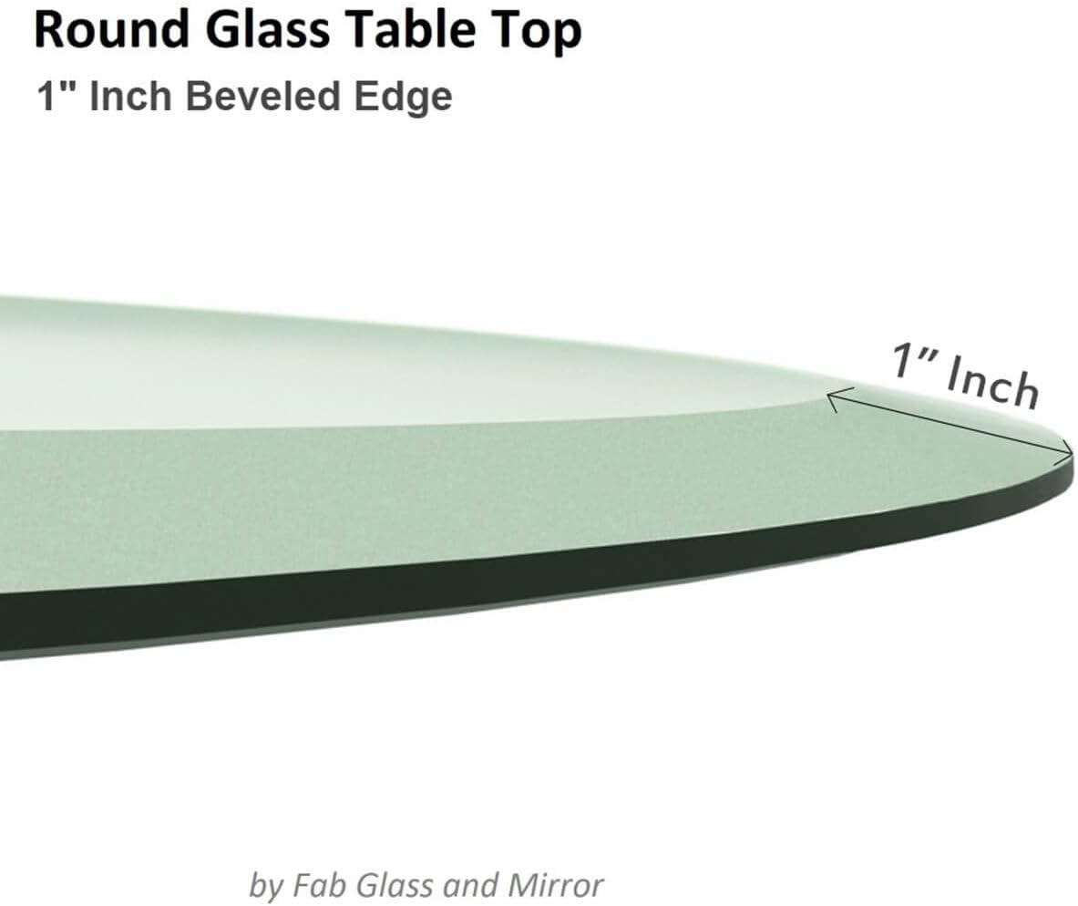 22 Inch Round Tempered Beveled Polished Edge Glass Table Top -1/2” Thick Round Glass Table Top–Heavy Duty, Dining, Coffee, and Office Tables by Fab Glass and Mirror