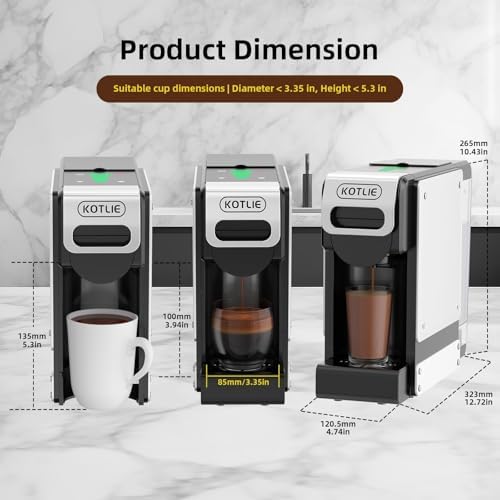 KOTLIE 19 Bar Single Serve Coffee Maker for K*cup, Nes Original, Dol*e Gusto, and Grounds, 34 Oz Reservoir with 7 Water Flow Settings, Ideal for Homes