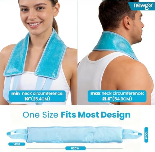 NEWGO Ice Pack for Neck Pain Relief, FSA Eligible, Blue | Double-sided Material, Neck Ice Wrap for Cervical Pain, Office Pressure, Sports Injuries