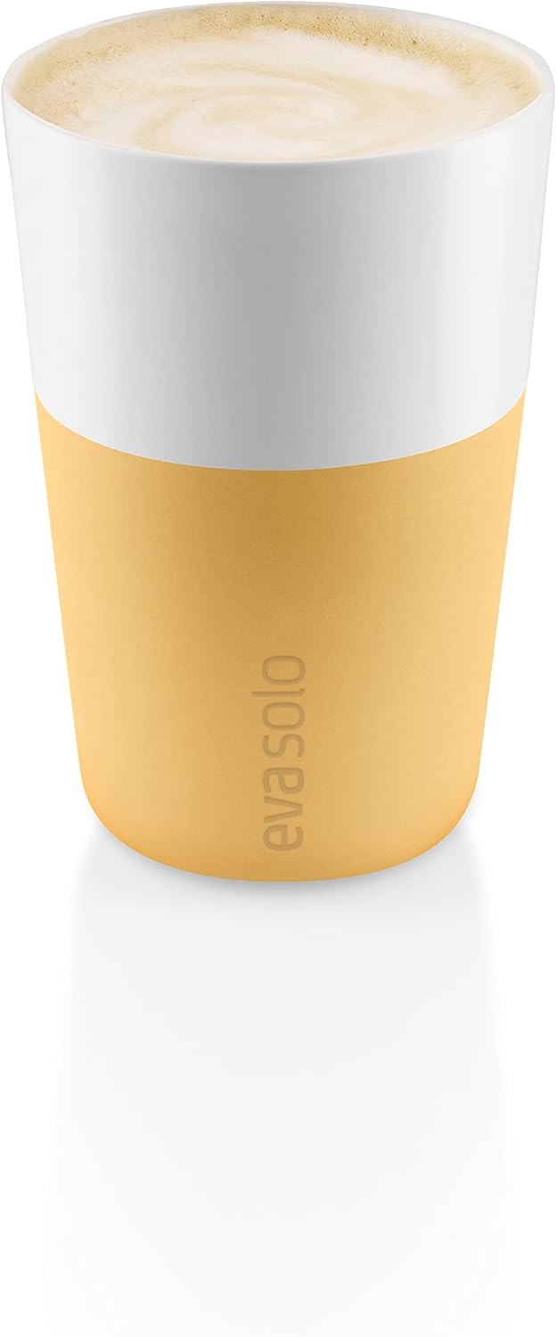 Eva Solo | 2 Lungo Tumbler Mugs | 8 oz Porcelain Coffee Cup Tumblers with Silicone-coated Grip | Danish Design, Functionality & Quality | Black