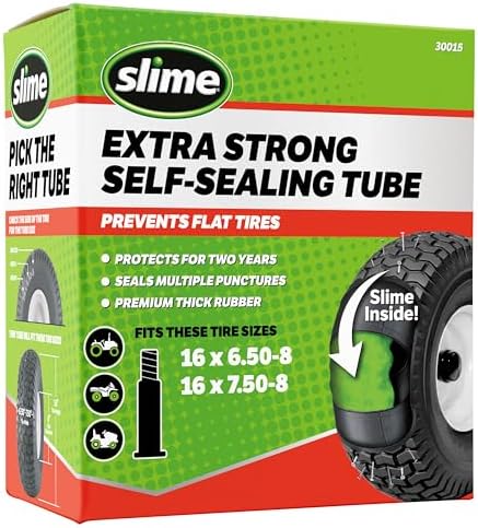 Slime 30014 Inner Tube for riding lawn mowers, ATVs, quads, tractors and other farm equipment, Extra Strong, Includes Self-Sealing Slime Sealant, Heavy Duty, 15x6.00-6" / 5.30/4.50-6" / 13x5.00-6"