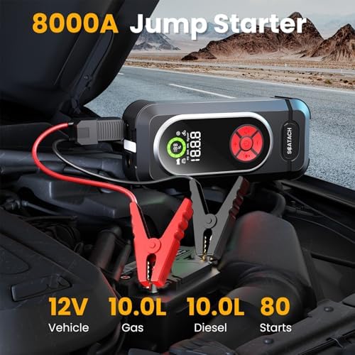 Scatach 4000A Car Battery Jump Starter, 12V Jump Starter Battery Pack (up to 10.0L Gasoline and 8.0L Diesel Engine), Portable Jump Box with Jumper Cable, LED Display, LED Light