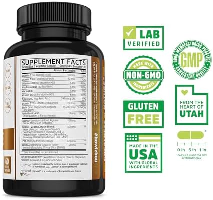 Zhou Hairfluence Supplement - 60 Veggie Capsules (Pack of 1) | Vegan Biotin Supplement for Hair Growth for Men & Women, Supports Stronger & Healthier Hair & Nails