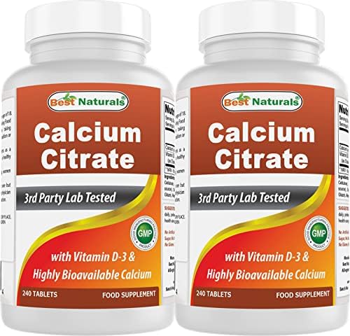 Best Naturals Calcium Citrate with Vitamin D-3 240 Tablets (240 Count (Pack of 1))