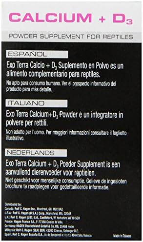 Exo Terra Calcium + D3 Powder, Ultra-fine, 3.2 oz. | Phosphorus Free Formula Boosts Bone Health & Calcium Absorption, Ideal for Insects, Fruits & Veggies