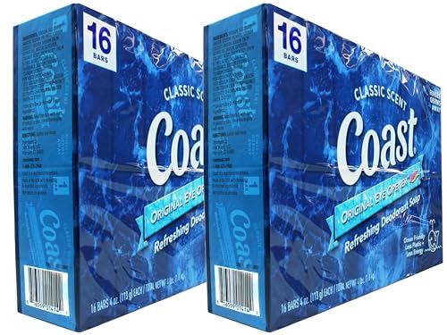 Coast Refreshing Deodorant Soap - Bar Soap with Thick Rich Lather - Clean Rinsing Formula for Fresh, Non-Dry Skin - Classic Scent - 8 x 4 oz