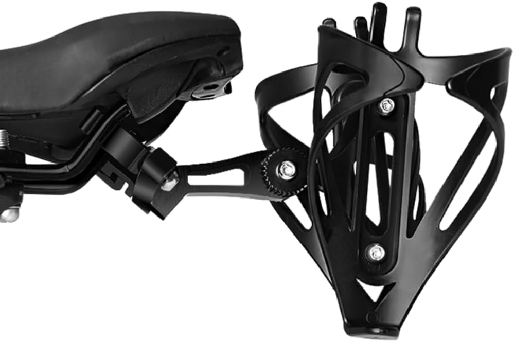 VeloChampion Universal Bike Water Bottle Holder Mount & 2 Cages, Standard | Rear Bike Saddle Bottle Cage Mount for Triathlon & Road Cycling. Holds 2 Bottles up to 750ml, Fits Saddle Rails 50-80mm