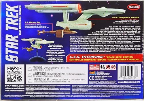 Skill 2 Model Kit Star Trek U.S.S. Enterprise and S.S. Botany Bay The Original Series Space Seed Edition Snap-Together 1/1000 Scale Model by Polar