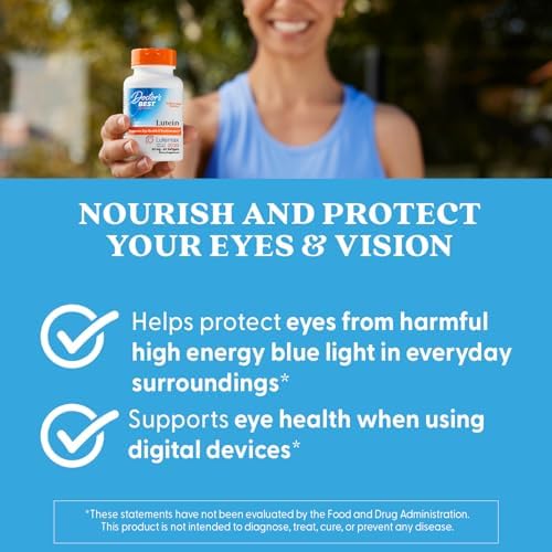 Doctor's Best Lutein Supplement 20mg with Zeaxanthin - Lutein for Eyes, Eye Health Vitamins for Men & Women, Vision and Macular Health Support, Lutemax 2020 Marigold Flower Extract - 180 Softgels