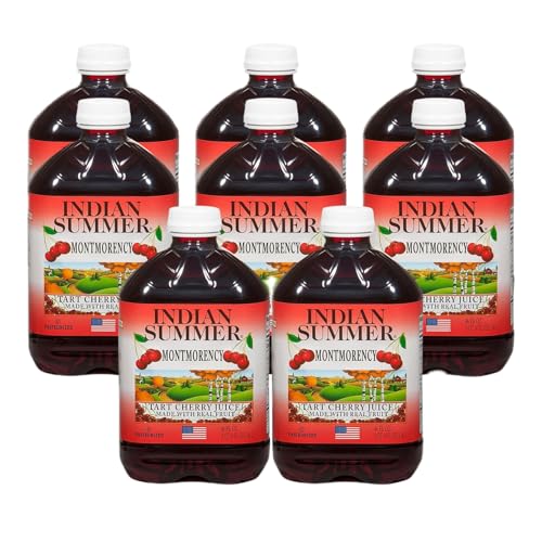 Indian Summer 100% Tart Cherry Juice, Montmorency Cherry Juice, 46 Ounce (Pack of 8)