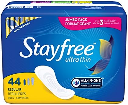Stayfree Ultra Thin Super Long Pads with Wings For Women, Reliable Protection and Absorbency of Feminine Moisture, Leaks and Periods, 32 count