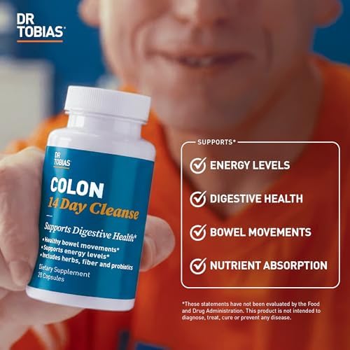 Dr. Tobias Colon 14 Day Cleanse | Supports Digestion & Gut Health | Colon Cleanse Detox | Constipation Relief & Gut Health Support for Women & Men | Psyllium + Senna + Probiotics | 28 Capsules