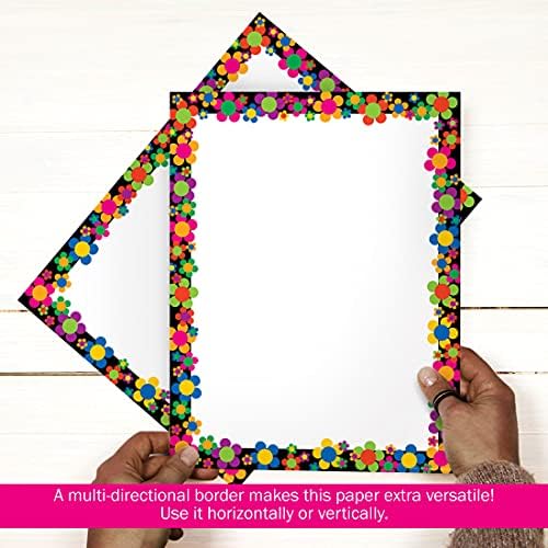 BARKER CREEK Designer Computer Paper, Neon Flower Power, 8.5” x 11”, Decorative Printer Paper, Stationery, 50 Sheets per Pkg, Home