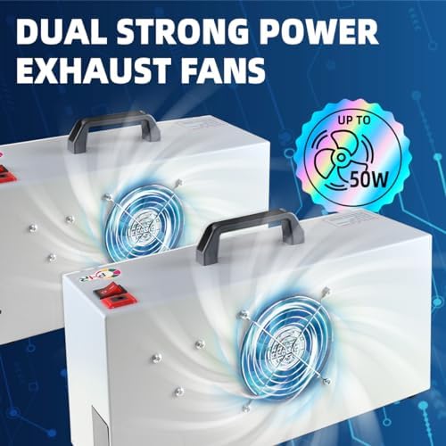 OPHIR 2 Sets of Portable Airbrush Spray Booth with Dual Fans, 6 LED Lights | Foldable Airbrush Paint Booth with 2x Exhaust Hoses, 2x 360° Turntables