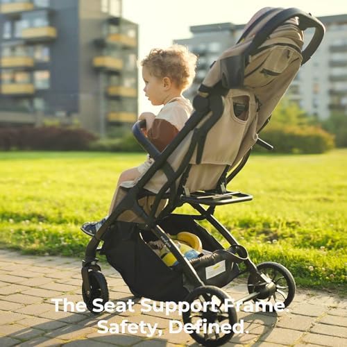 newyoo GlideTow TR18 Travel Stroller, Compact & Lightweight, Muted Olive | Newborn to toddler, foldable, self-standing design, 175° near-flat recline, large mesh window, trolley mode & UPF 50+ canopy