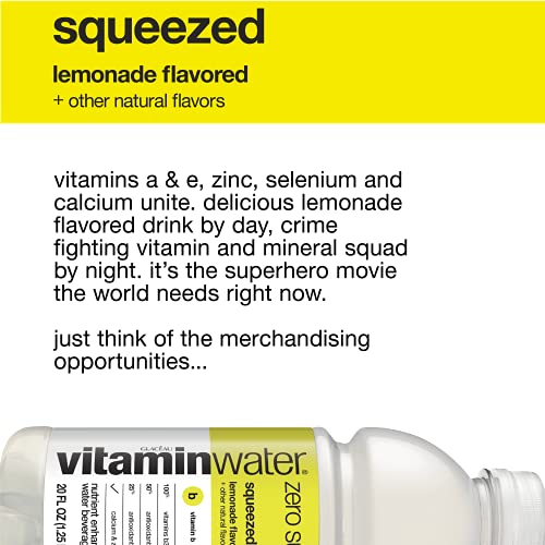 vitaminwater zero sugar squeezed Bottles, 16.9 fl oz, 6 Pack