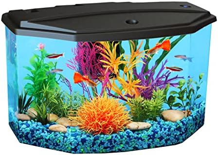 Koller Products Plastic 3-Gallon Aquarium Starter Kit with 4 Colors LED Lighting and Complete Filtration, Ideal for a Variety of Tropical Fish