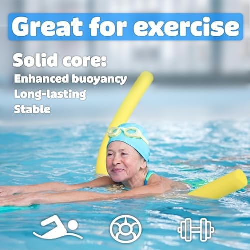 Oodles of Noodles Solid Deluxe Extra Long Pool Noodles - 3 Pack - Approx. 55 inch x 2.75 inch Durable Floating Foam Tubes - Premium Foam Noodle for Swimming, Crafts, Exercise, and Water Activities