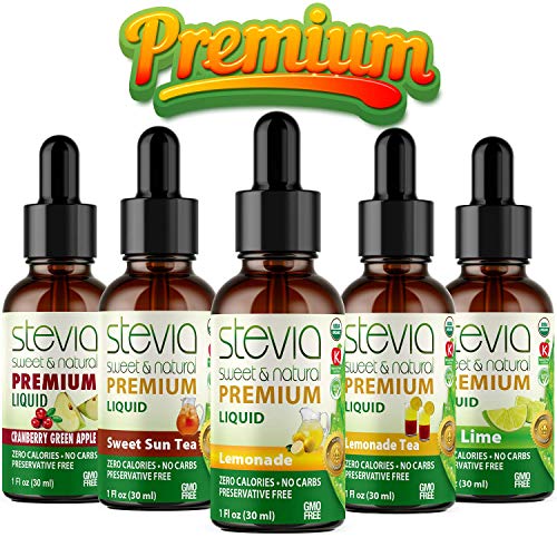 Stevia Intl (Pack of 5) Refreshers Bundle with 5 Flavors. Stevia Liquid Drops. Naturally Sweet, Non-Bitter, No Sugar Added, 0 Carb, 0 Calorie, Non-GMO