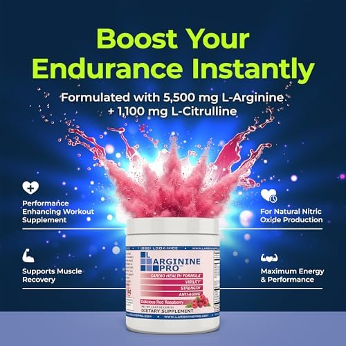 | 5, 500mg L-Arginine Plus L-Citrulline 1, 100mg | Powder Drink Mix | Nitric Oxide Booster | Supports Pre Workout Energy
