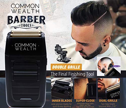 Common Wealth Professional Shaver Cordless Hypoallergenic Bump Free Gold Pro Foil Barber Finishing Shaper Trimmer Tool CWPS26 For Beard Neckline &