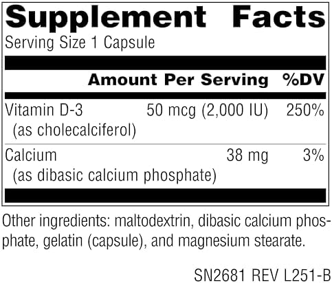Source Naturals, Vitamin D-3, 50 mcg (2000 IU) - 200 Capsules | Bioactive Form for Bone & Immune Health