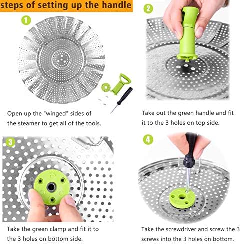 Vegetable Steamer Basket, Stainless Steel Folding Steamer Basket Insert for Veggie Fish Seafood Cooking