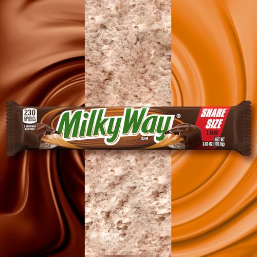 MILKY WAY Milk Chocolate Candy Bars Snacks, Bulk Candy Bars, 3.63 oz 24ct | Milk chocolate candy bars with caramel and nougat; bulk chocolate candy snacks, bulk candy bars, 3.63 oz share size