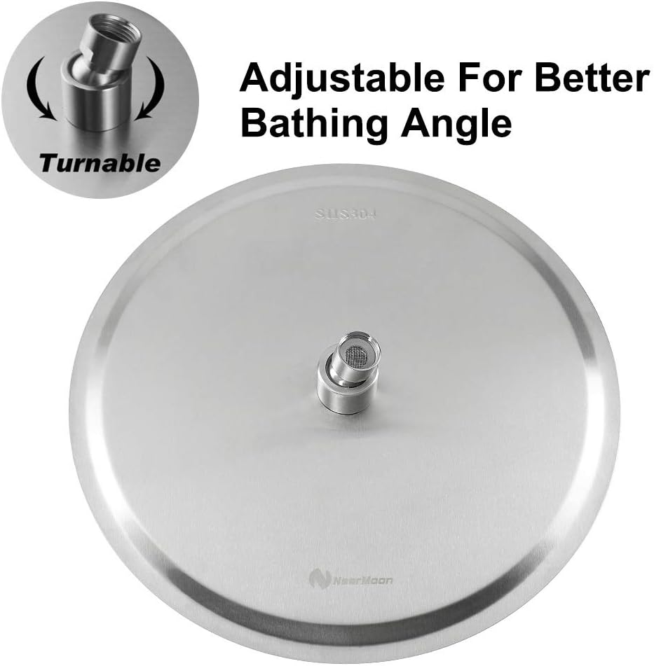 NearMoon Rain Shower Head, Ultra-Thin Design-Pressure Boosting, Awesome Some Experience, High Flow Stainless Steel Rainfall Head (10 Inch