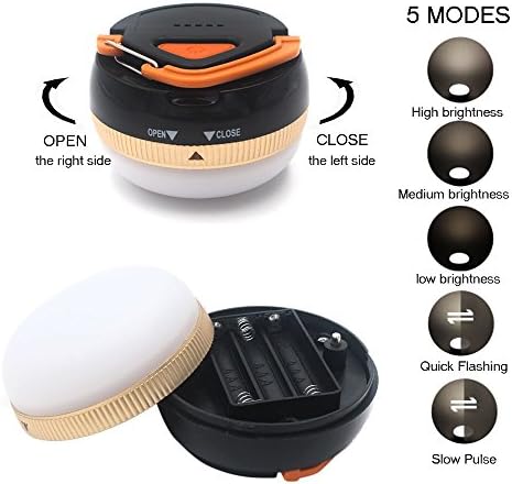 2 Pack LED Lantern Portable Camping Lights Outdoor Tent Light Hanging Camping Lamp with 5 Modes, Restractable Hook for Adults and Kids