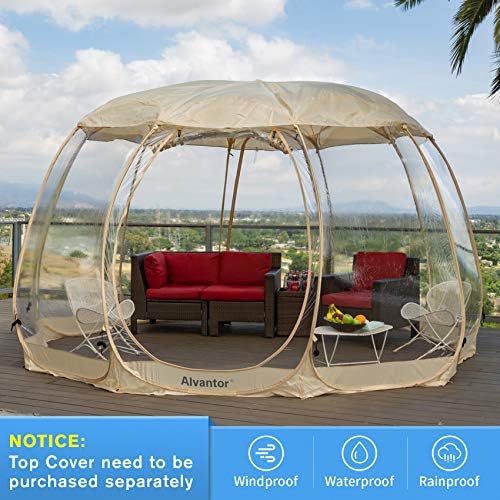 Alvantor® Pop Up Bubble Tent® - 6’ x 6’ Instant Igloo Tent® - 2-3 Person Screen House for Patios - Large Oversize Weather Proof Pod - Cold