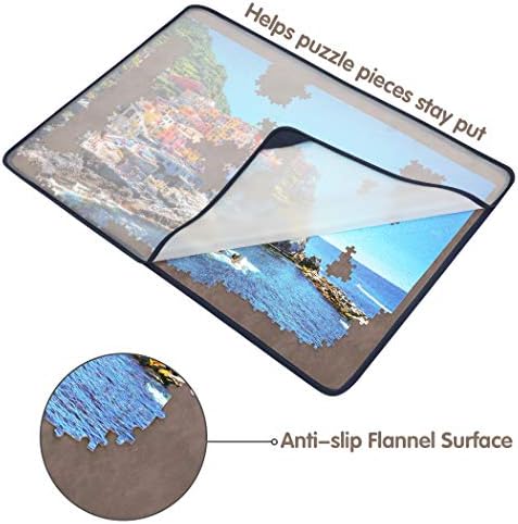 Tektalk Jigsaw Puzzle Board Portable Puzzle Mat with Dustproof Cover for Puzzle Storage Saver, Non-Slip Surface, Up to 1000 Pieces (Gray)